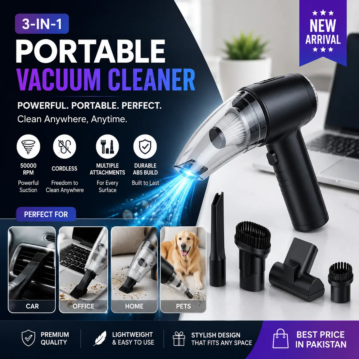 Portable 3-in-1 Pet Grooming Vacuum Cleaner Voltzo 5 -store