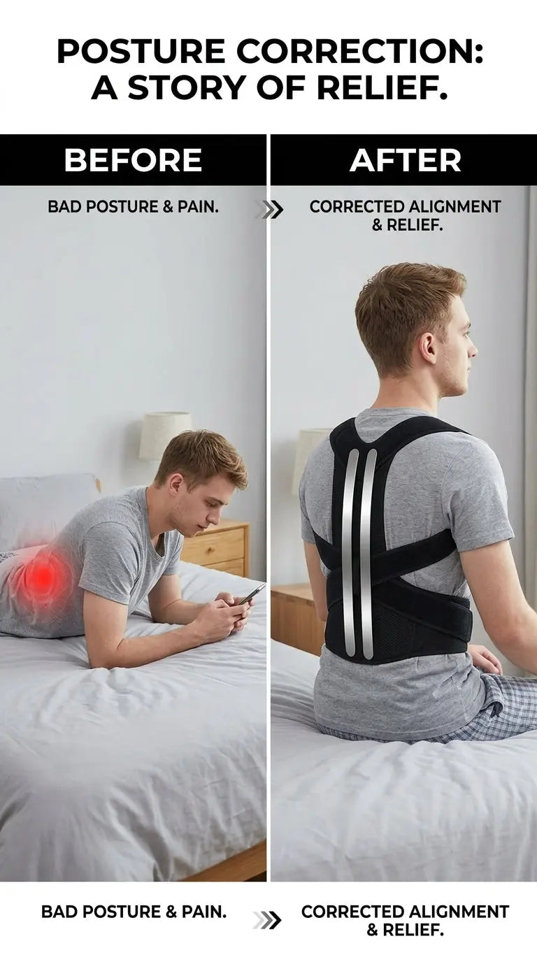 Men Adjustable Mesh Posture Corrector Belt Black Voltzo 5 -store